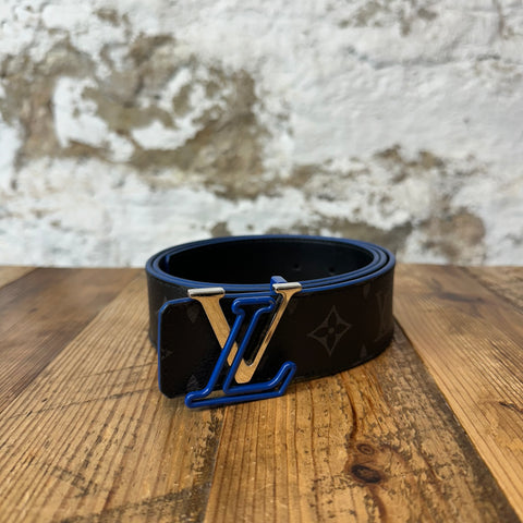 Louis Vuitton Blue Silver Graphite Belt Sz 90/36