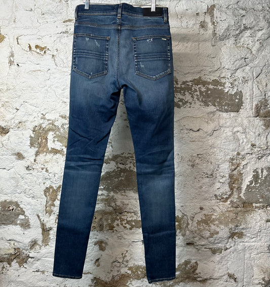Amiri MX1 Python Print Dark Blue Denim Jeans Sz 31