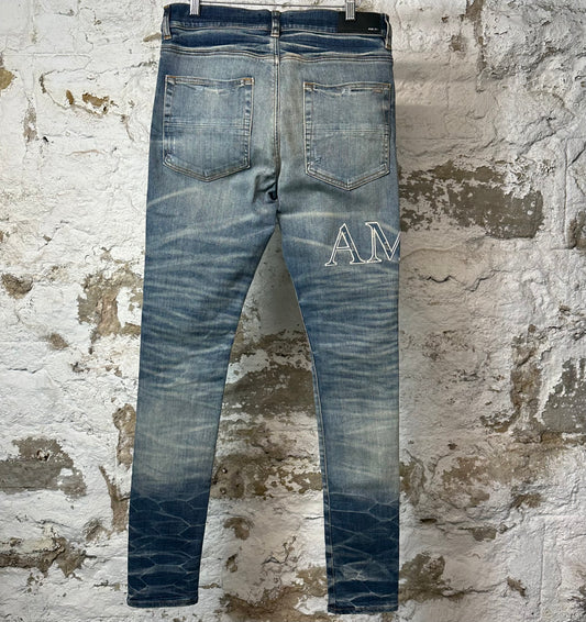 Amiir Core Logo Blue Denim Jeans Sz 32