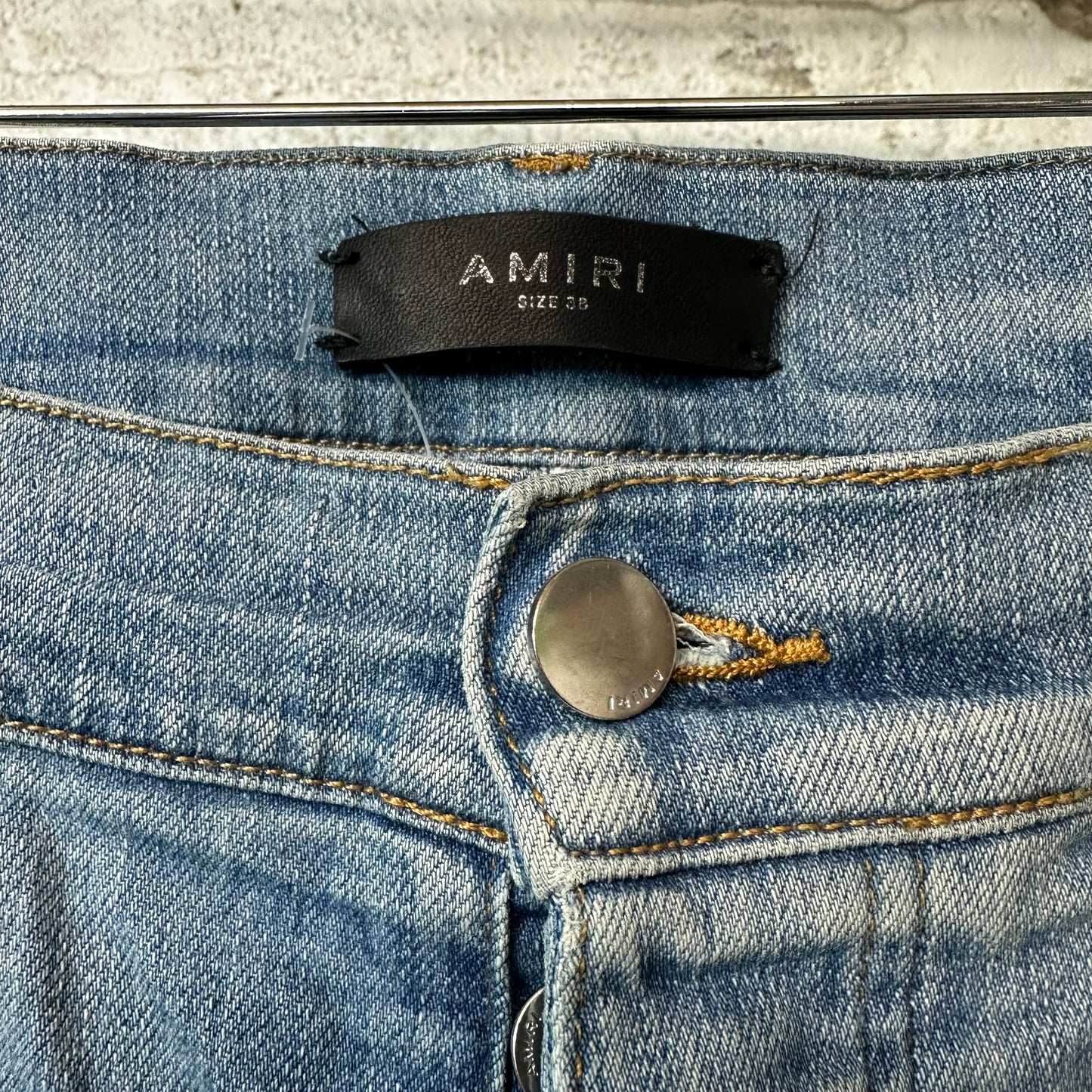 Amiri Embroidered Reaper Logo Blue Denim Jeans Sz 38