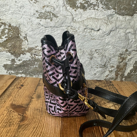 Versace La Greca Coated Canvas Mini Bucket Bag