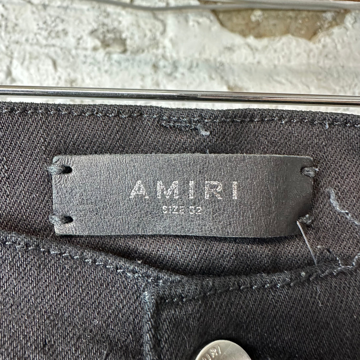 Amiri MX1 Aloha Patch Black Denim Jeans Sz 32