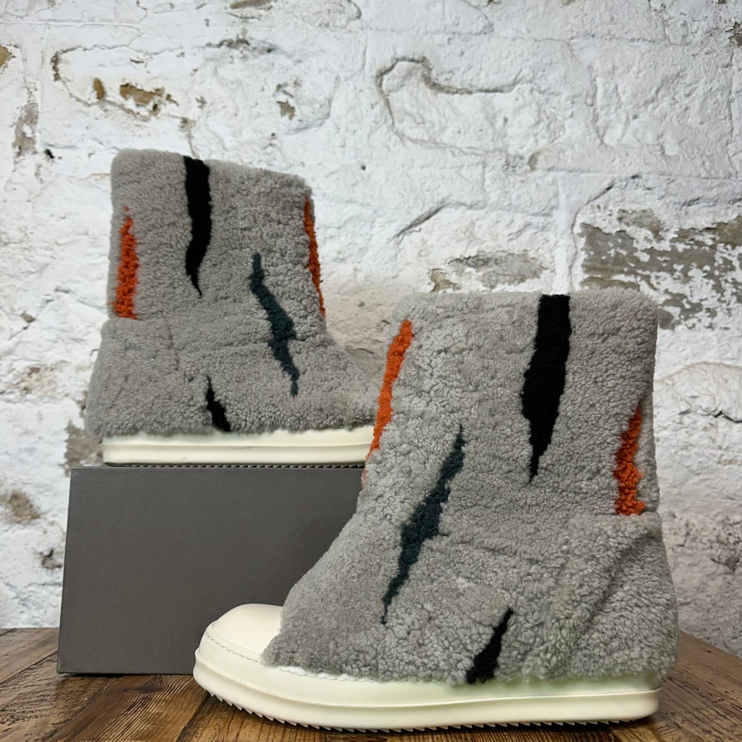 Rick Owens High Jumbo Puffer Pearl Zebra Milk Sneaker Sz 11.5 (44.5)