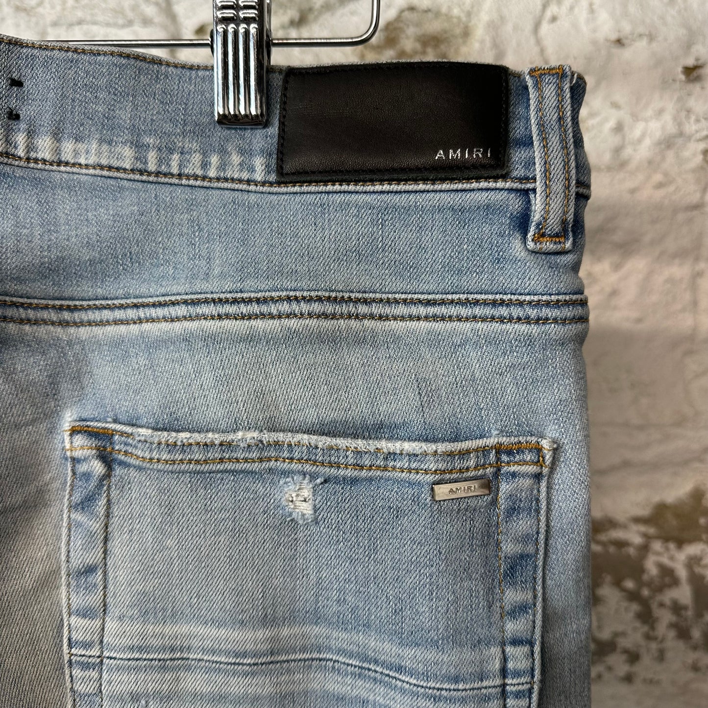 Amiri Leaf Side Spell Blue Denim Jeans Sz 33