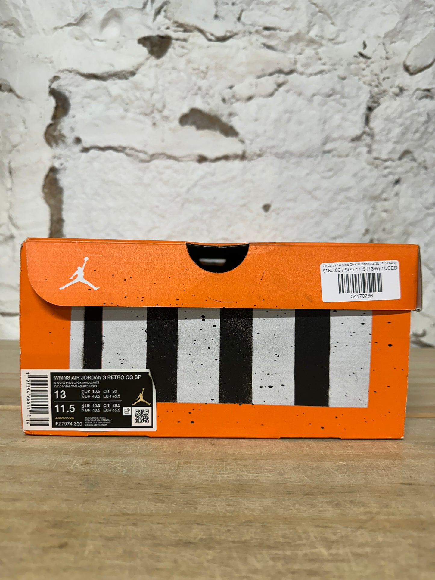 Air Jordan 3 Nina Chanel Bicoastal Sz 11.5 (13W)