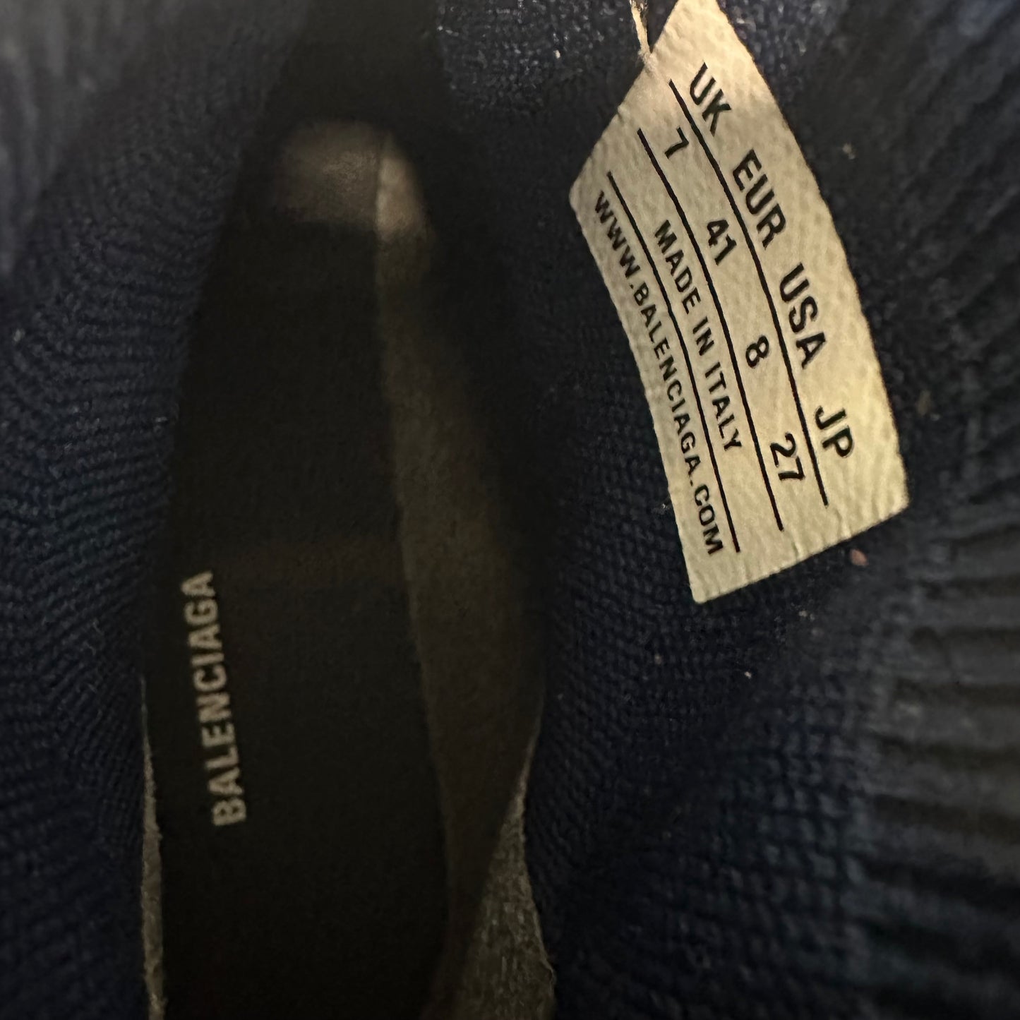Baleciaga Navy Black Sock Runner Sneaker Sz 8 (41)