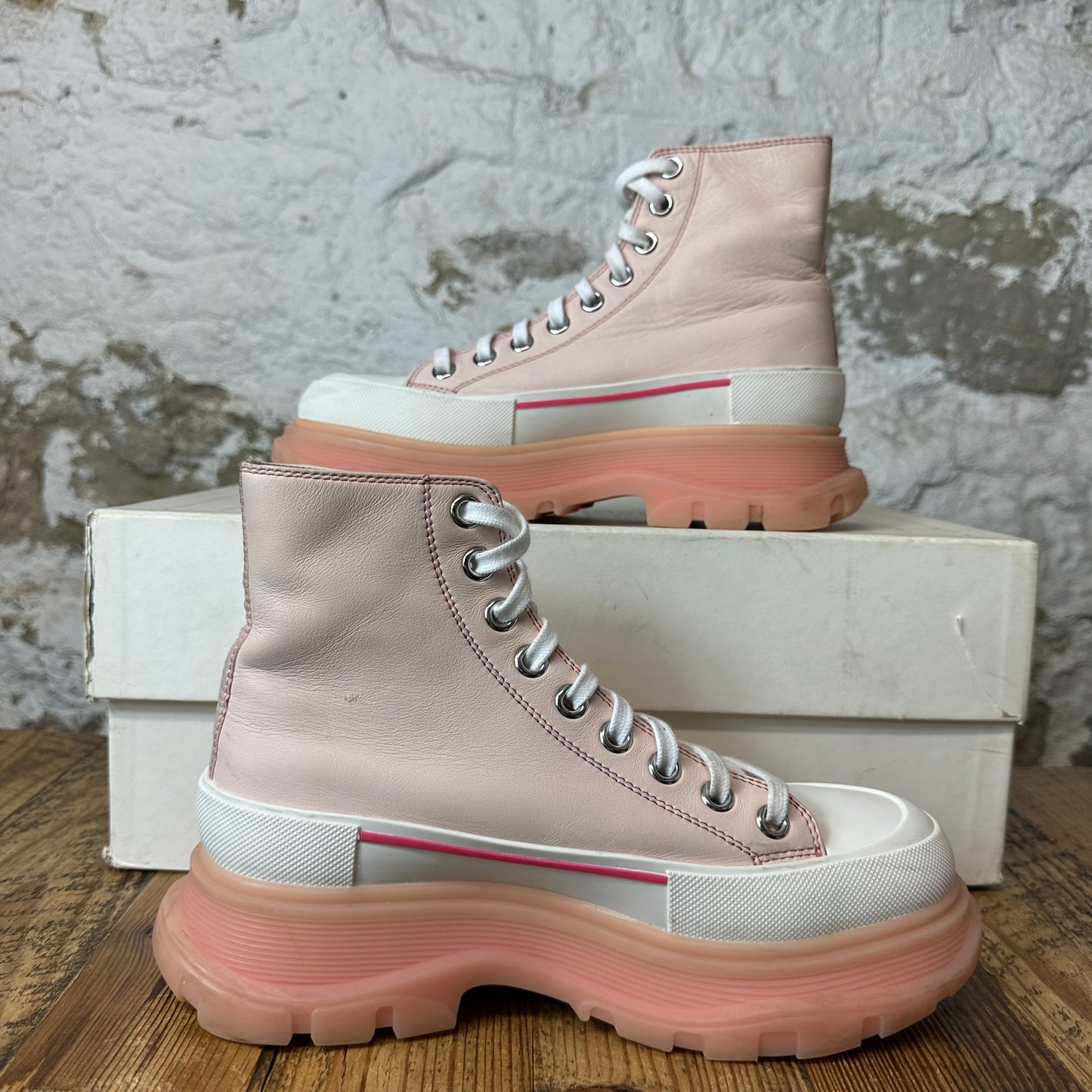 Alexander McQueen Pink White Tread Boot Sz 6 (38.5)