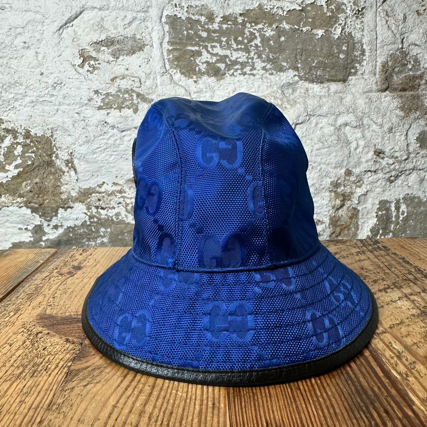 Gucci Blue GG Monogram Bucket Hat Sz S