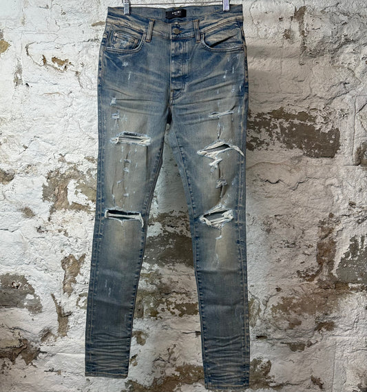 Amiri Distressed Clay Indigo Denim Jeans