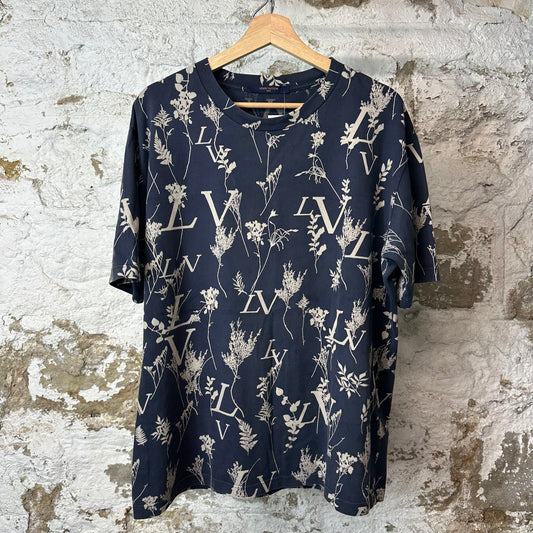 Louis Vuitton Floral Print Blue T-Shirt Sz XXL