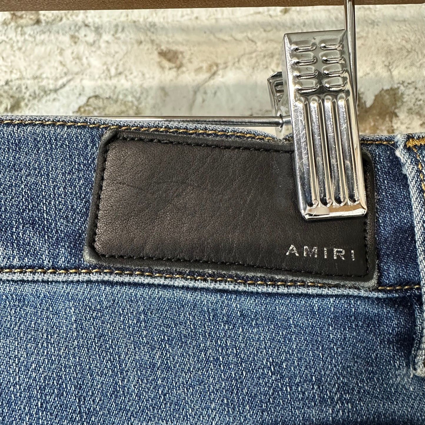 Amiri MX1 Black Suede Dark Blue Denim Jeans Sz 31