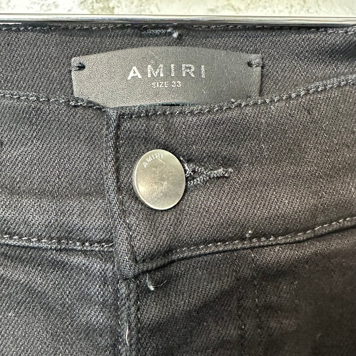 Amiri MX1 Brown Suede Black Denim Jeans Sz 33