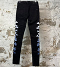 Amiri Knee Rip Blue Gradient Bones Black Denim Jeans Sz 28