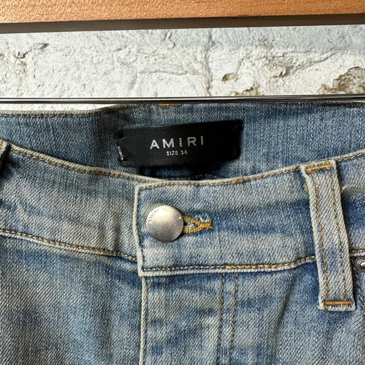 Amiri Paint Drip Spell Blue Denim Jeans Sz 34