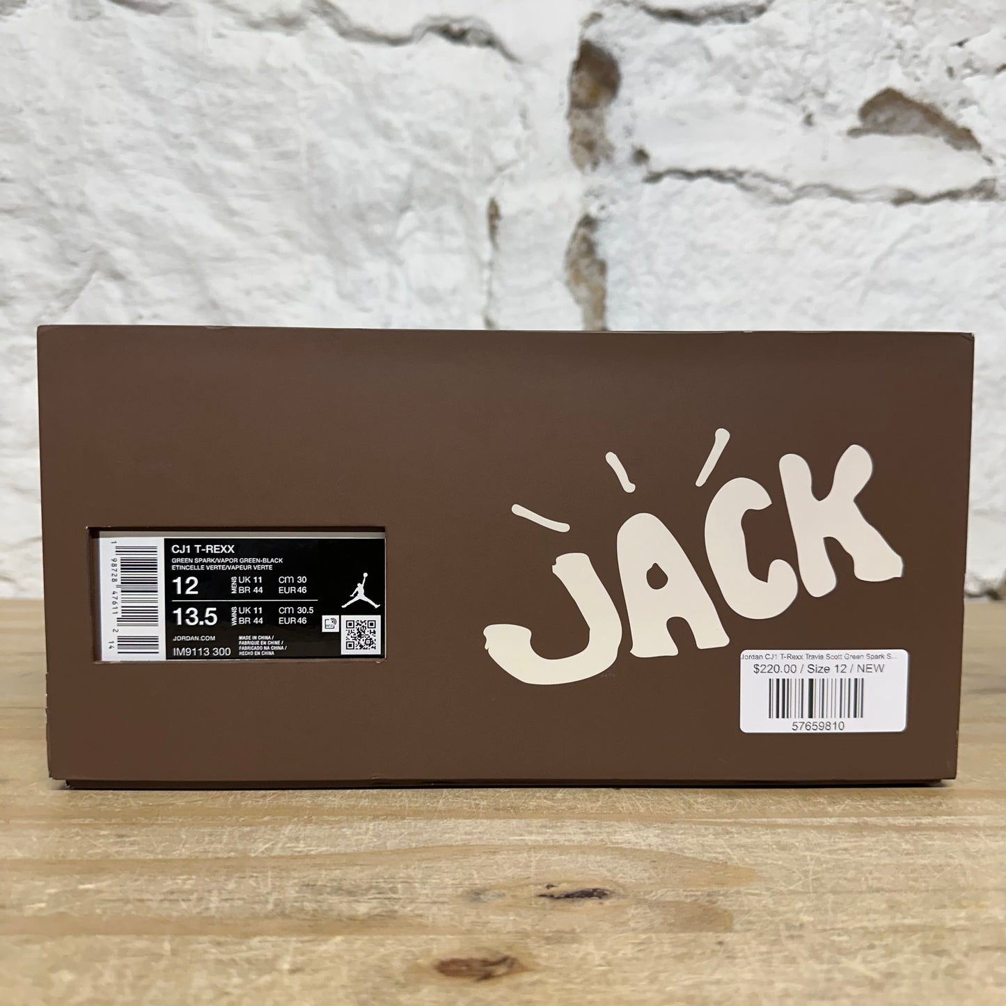 Jordan CJ1 T-Rexx Travis Scott Green Spark Sz 12 DS