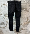Amiri Knee Rip Paint Splatter Black Denim Jeans Sz 36