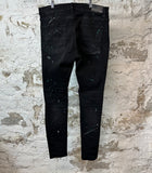 Amiri Knee Rip Paint Splatter Black Denim Jeans Sz 36