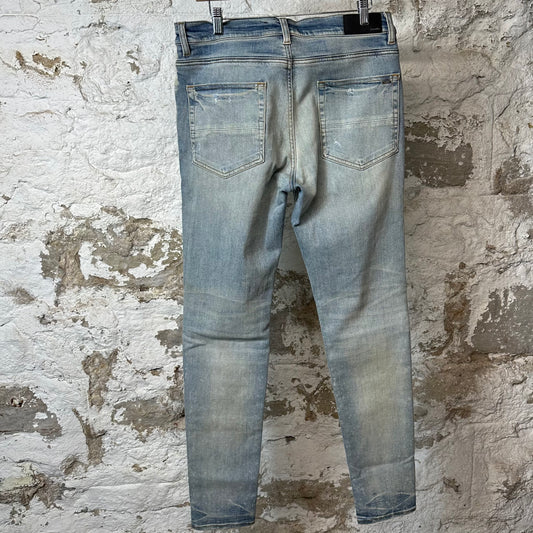 Amiri Tie Dye Patches Blue Denim Jeans Sz 34