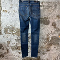 Amiri MX1 Black Leather Patch Dark Blue Denim Jeans Sz 31