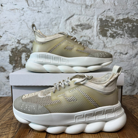 Versace Chain Reaction Cream White Sneaker Sz 8 (41)