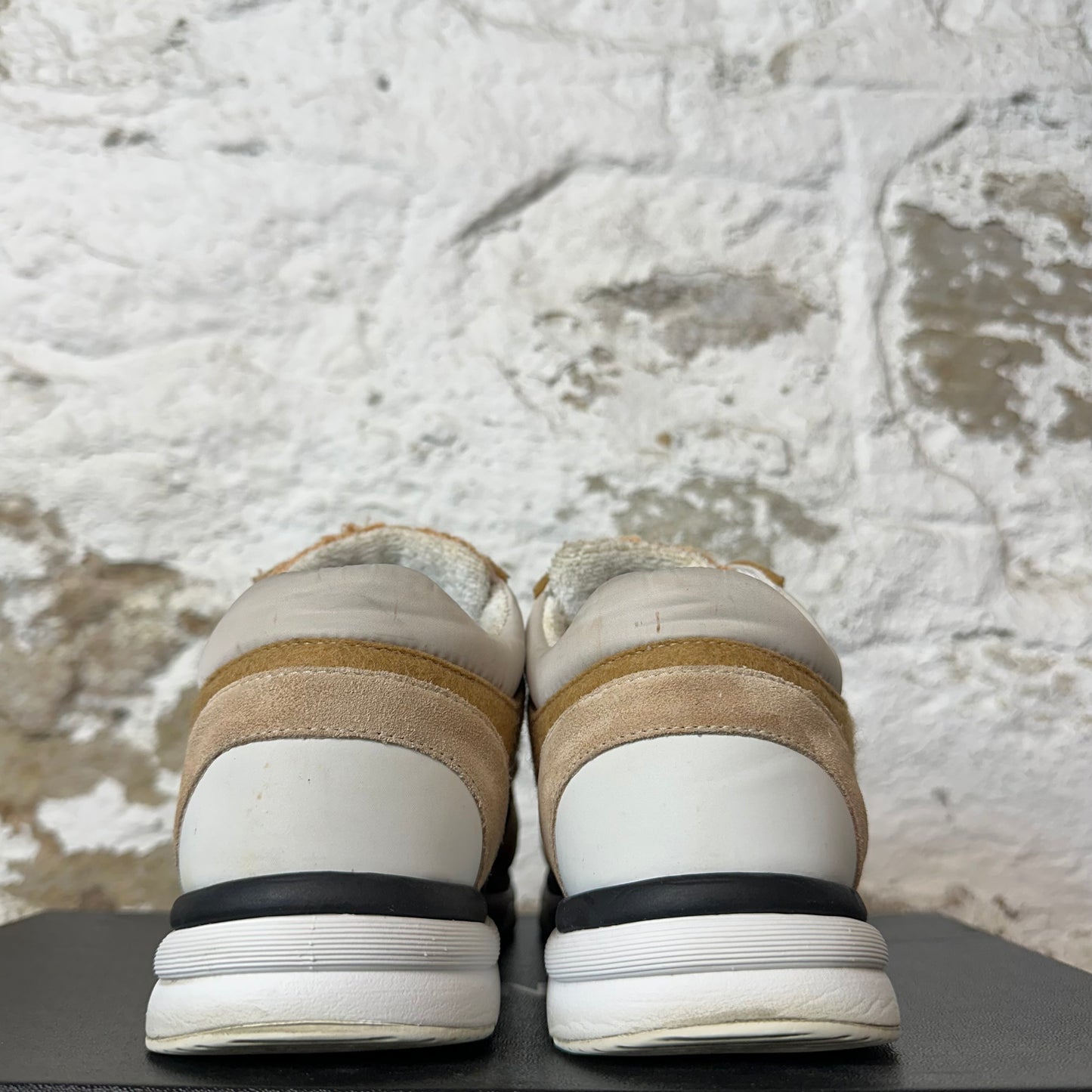 Chanel White CC Tan Tweed Trainer Sneaker Sz 4.5 (36.5)