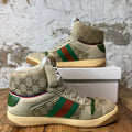 Gucci High Beige GG Monogram Screener Sneaker Sz 9