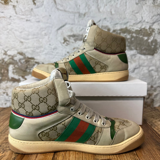 Gucci High Beige GG Monogram Screener Sneaker Sz 9