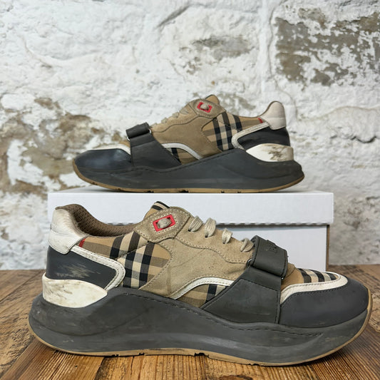 Burberry Ramsey Tan Plaid Gray Sneaker Sz 11 (44)