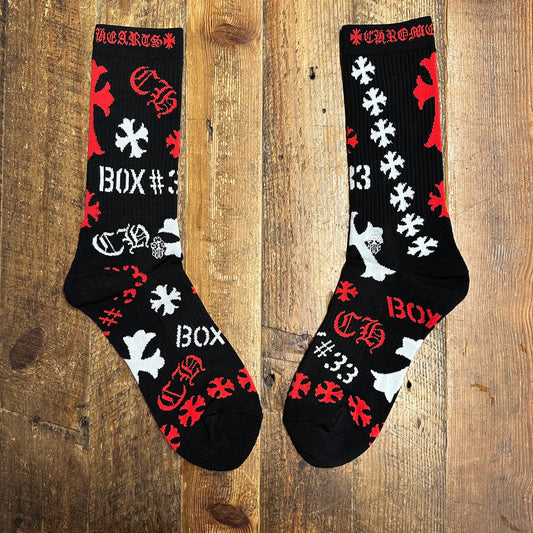 Chrome Hearts Black Stencil Socks DS