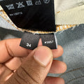 Amiri MX1 Cream Suede Blue Denim Jeans Sz 34