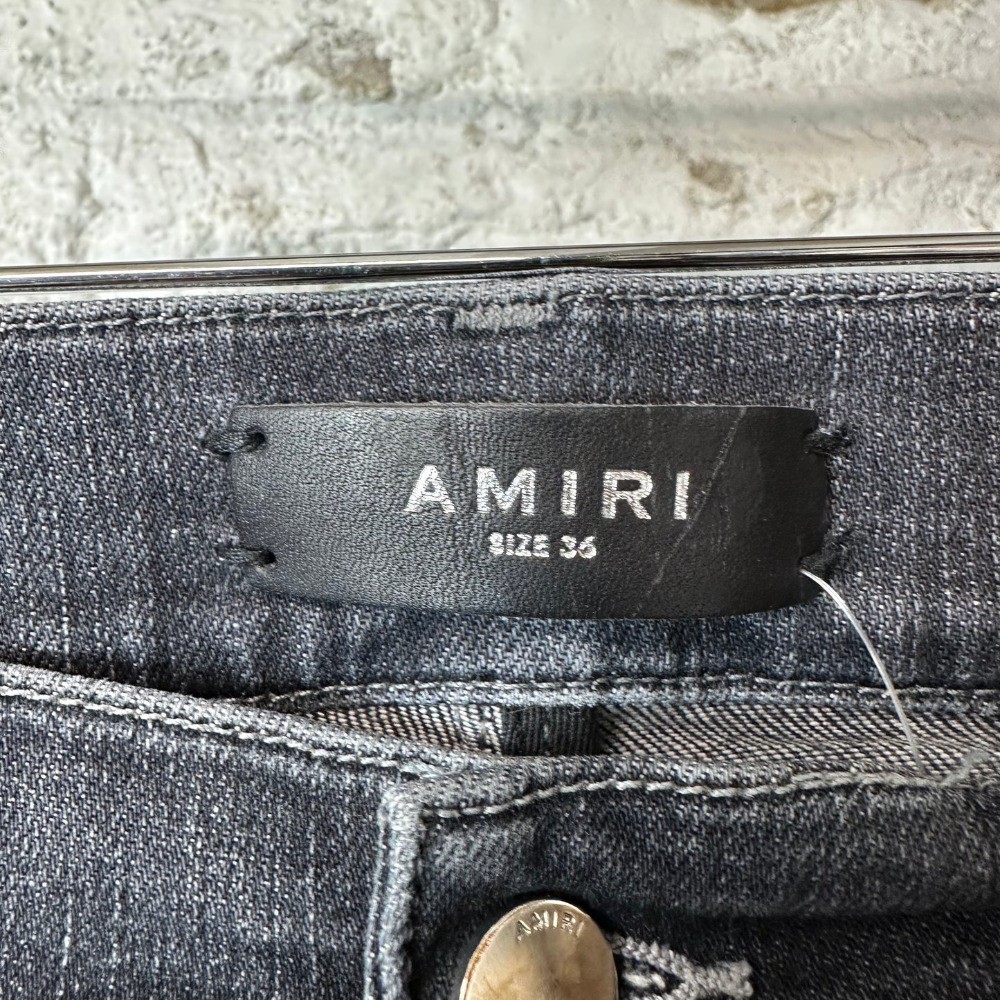 Amiri MX1 Black Paisley Grey Denim Jeans Sz 36