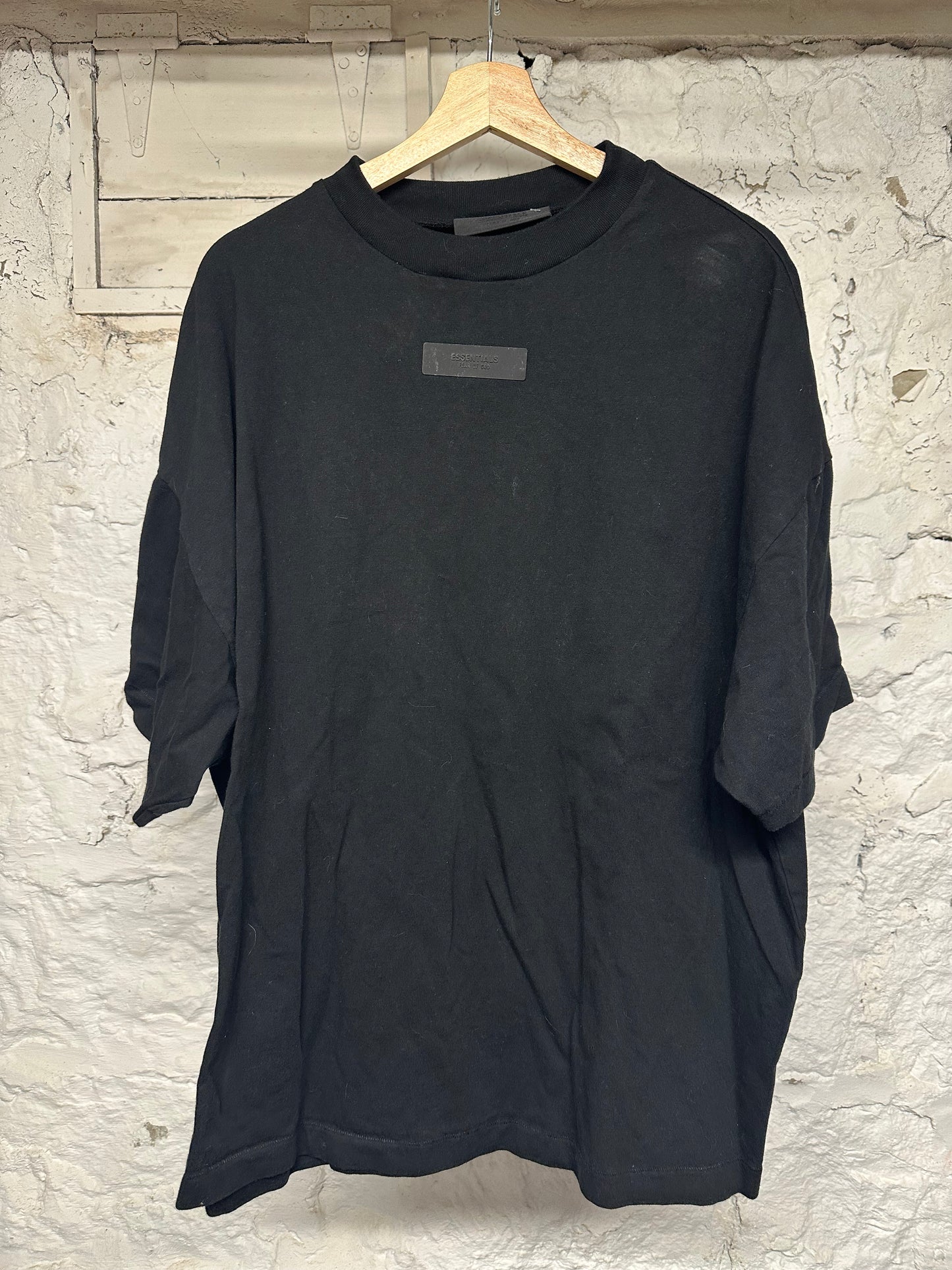 Fear of God Essentials Rubber Logo Black T-Shirt Sz M