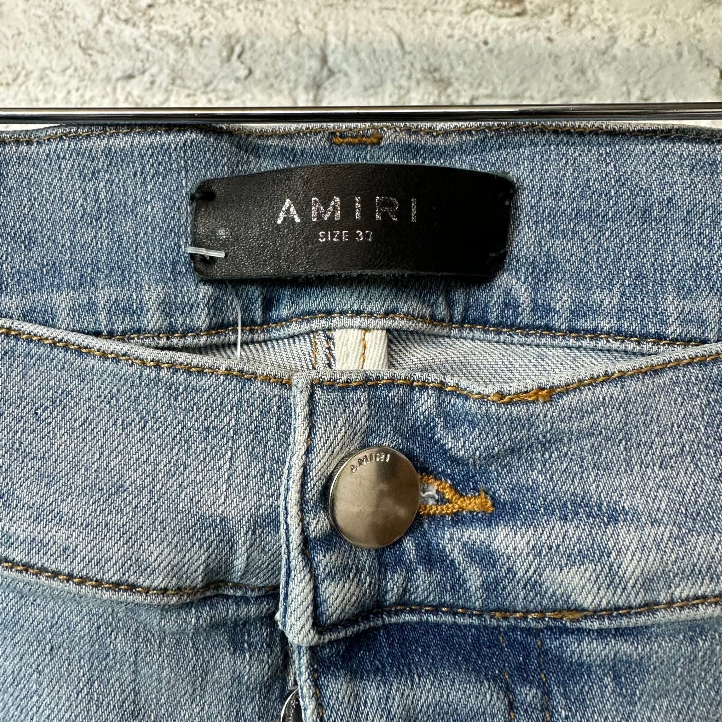 Amiri Leaf Side Spell Blue Denim Jeans Sz 33