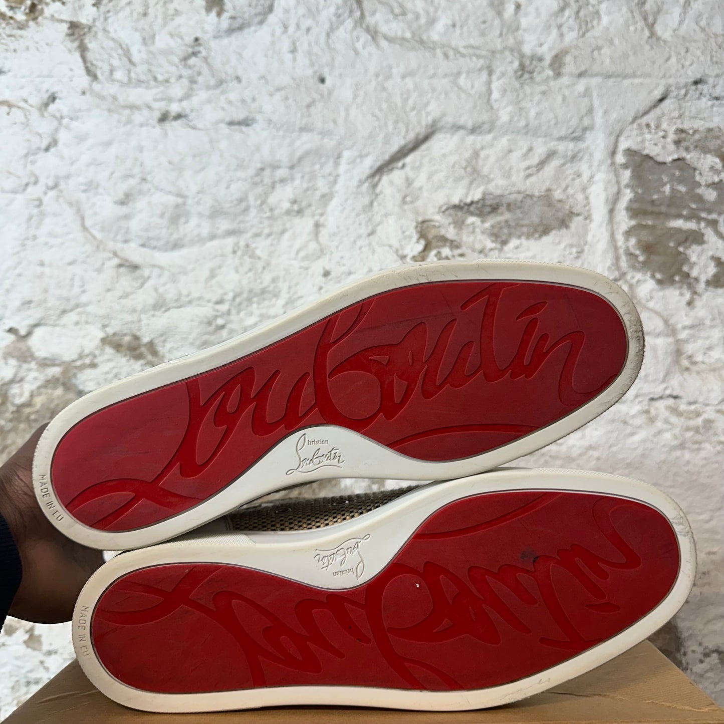 Christian Louboutin High Beige Knit White Sneaker Sz 11 (44)