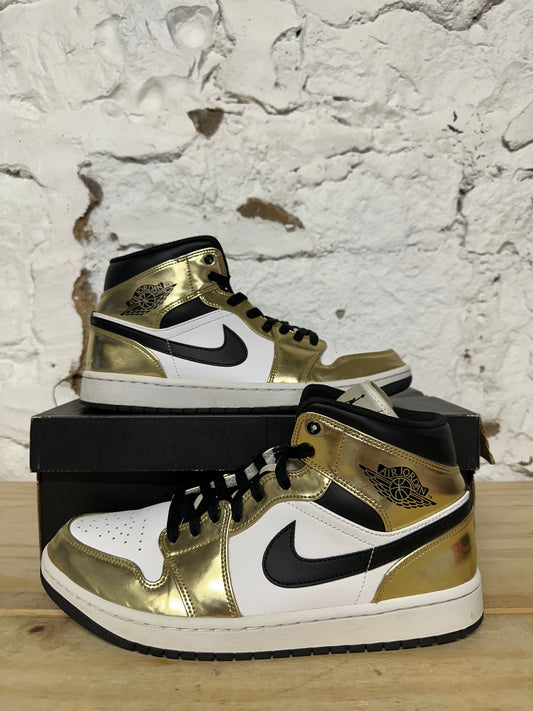Air Jordan 1 Mid Metallic Gold Sz 10