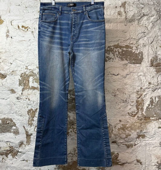 Amiri Plain Dark Blue Flare Denim Jeans Sz 33