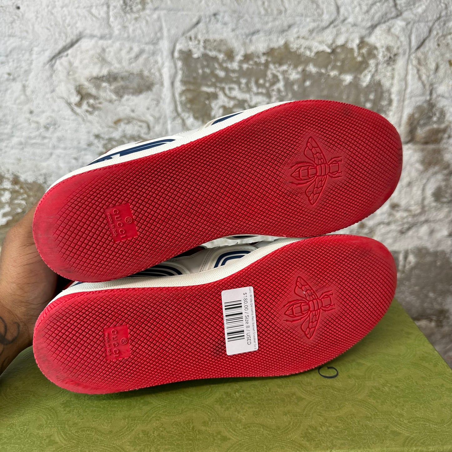 Gucci White Demetra Red Basket Sneaker Sz 8
