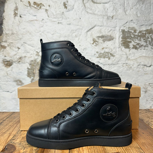Christian Louboutin High Triple Black Leather Sneaker Sz 7 (40)