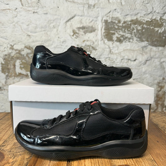 Prada Americas Cup Vintage Triple Black Patent Sneaker Sz 6