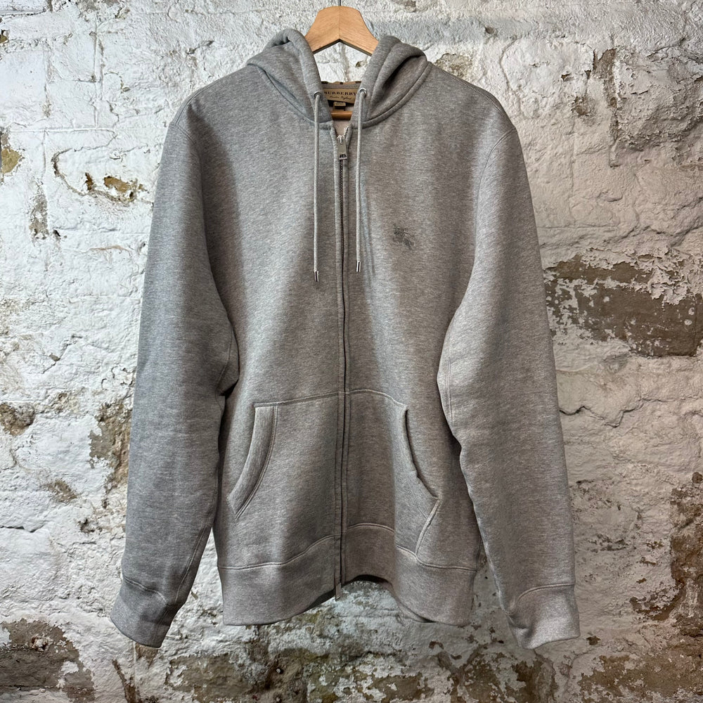 Burberry Small Logo Zip Up Hoodie Gray Sz XL