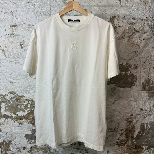 Louis Vuitton Embossed Logo White T-Shirt Sz M
