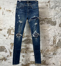 Amiri MX1 Dark Blue Suede Dark Blue Denim Jeans Sz 29