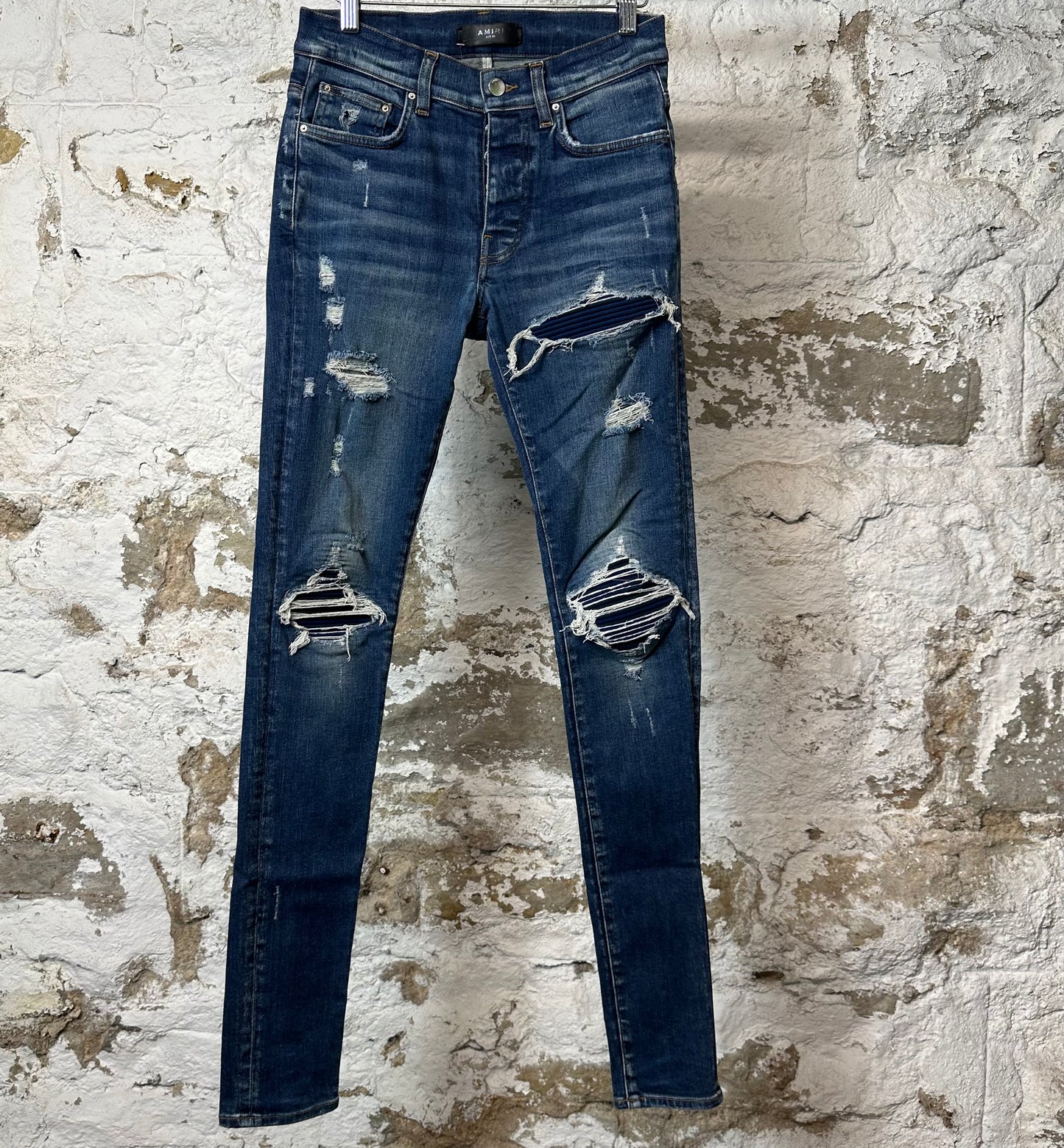 Amiri MX1 Dark Blue Suede Dark Blue Denim Jeans Sz 29