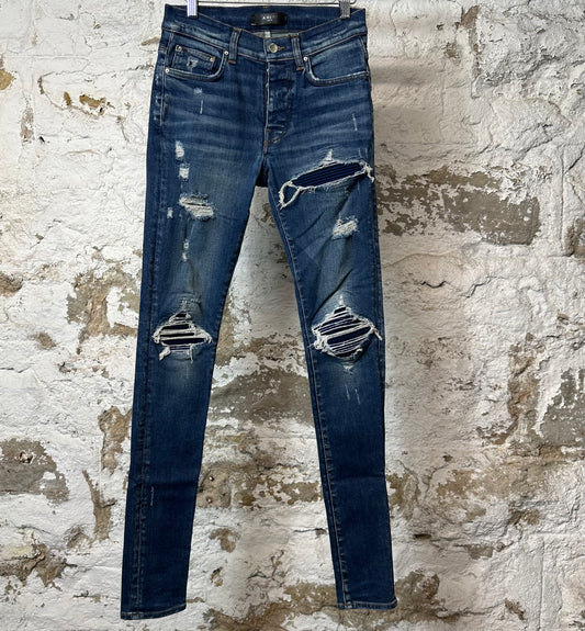 Amiri MX1 Dark Blue Suede Dark Blue Denim Jeans Sz 29