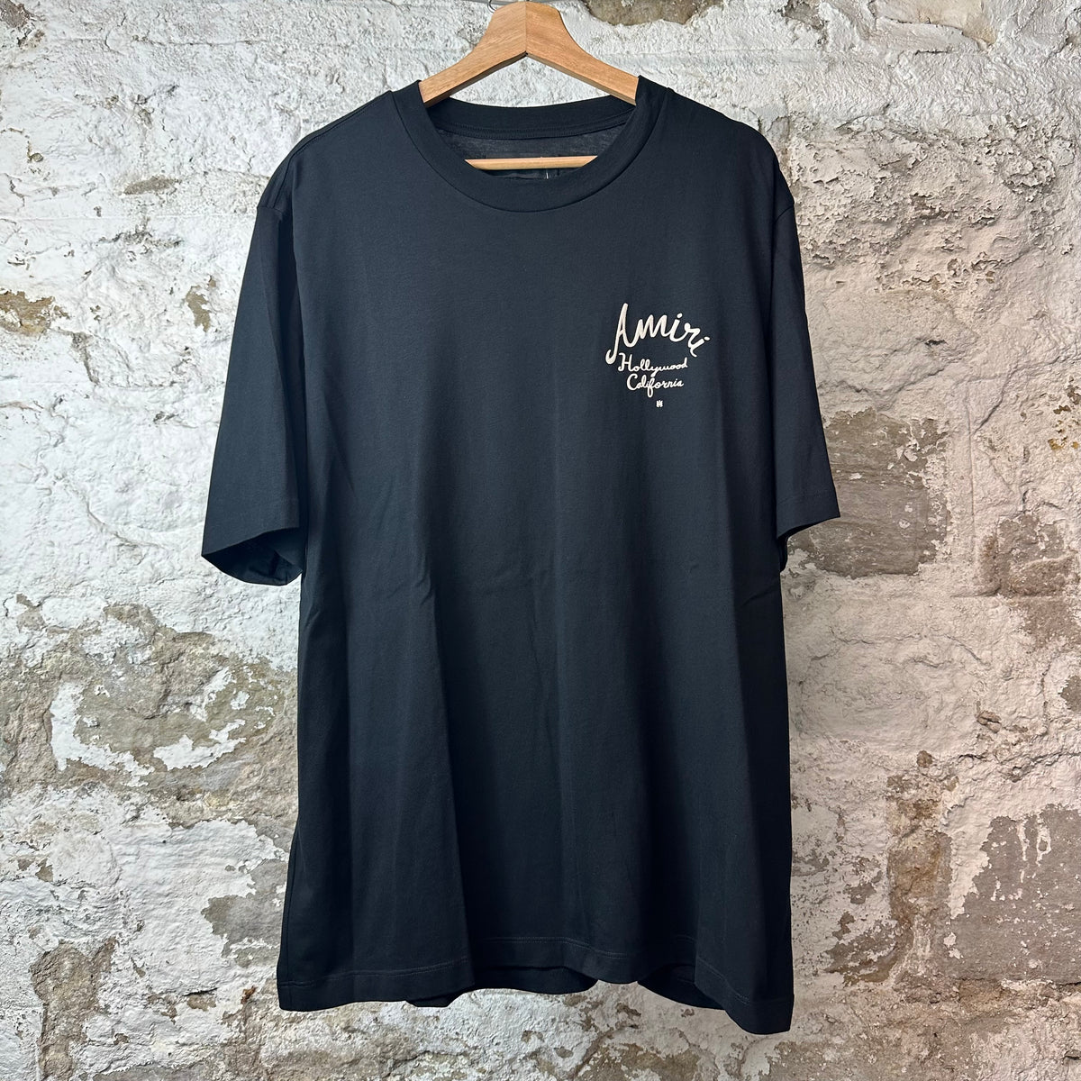 Amiri Cream Hollywood Logo Black T-Shirt Sz XXL