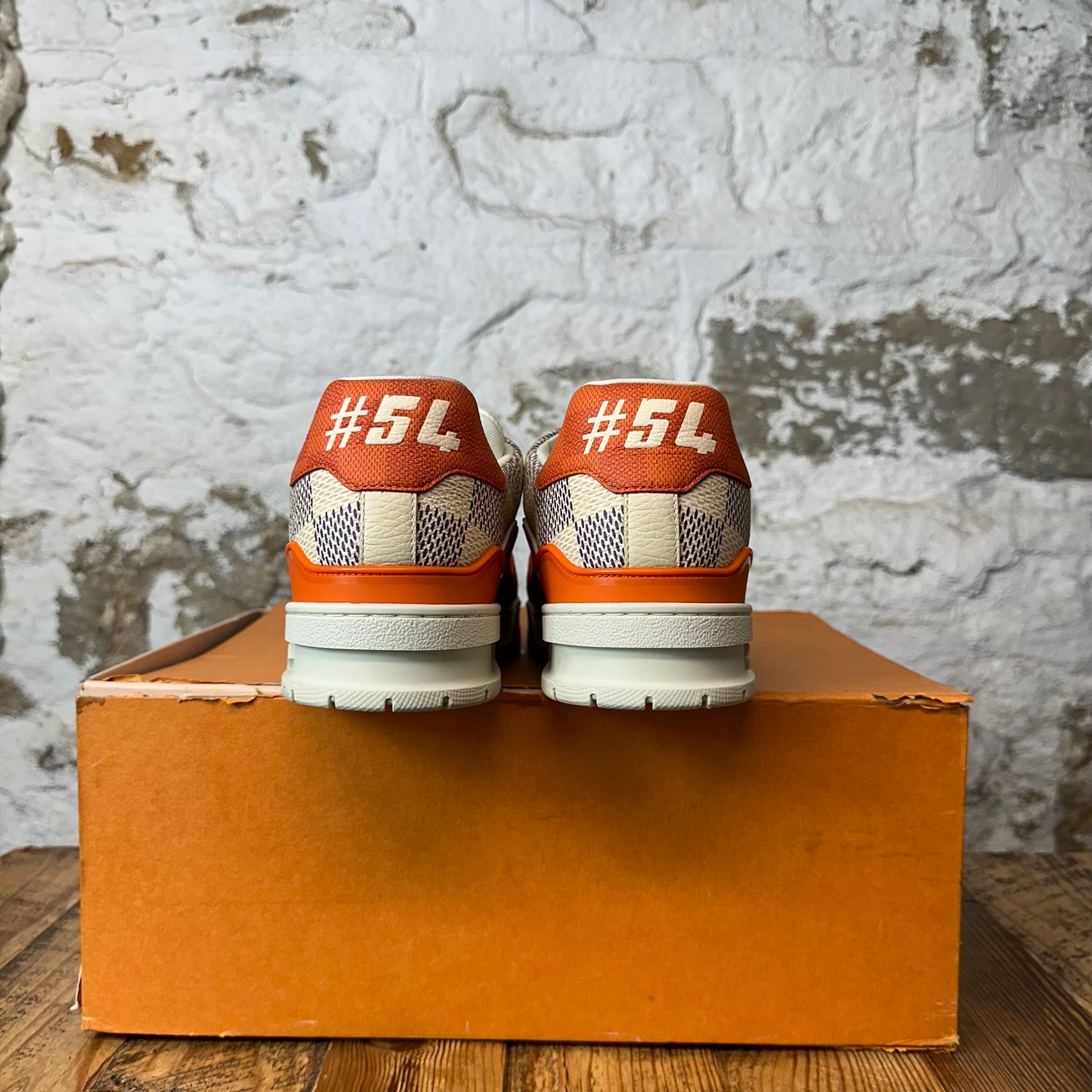 Louis Vuitton Damier Azur Orange Trainer Sneaker Sz 10.5 (9LV)