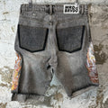 Who Decides War Flame Stained Glass Grey Denim Shorts Sz 30