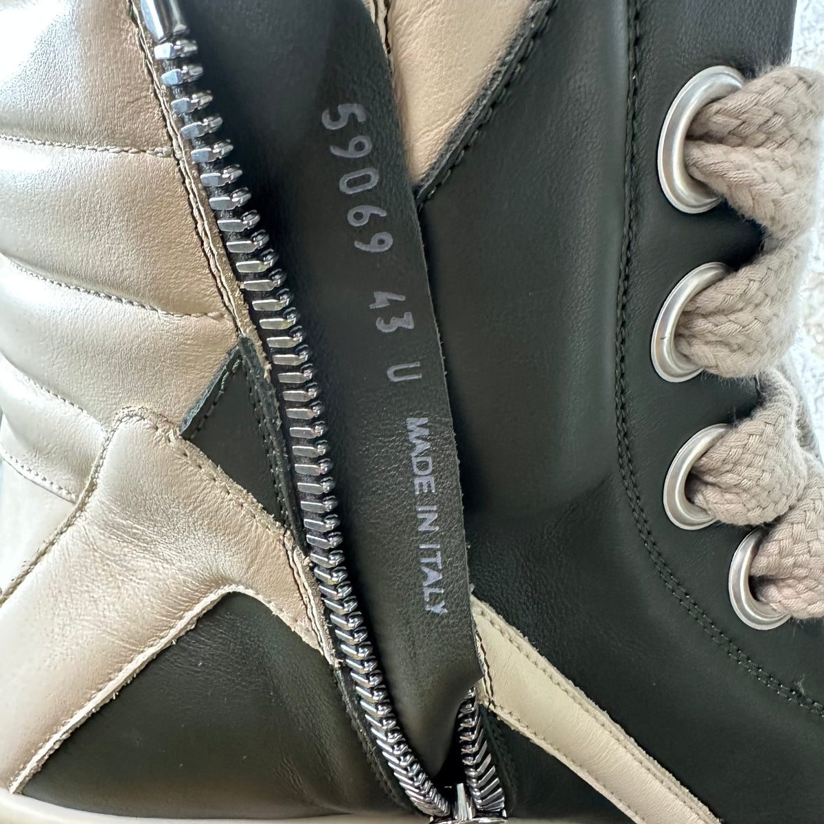 Rick Owens Geobasket Forest Milk Sneaker Sz 10 (43)
