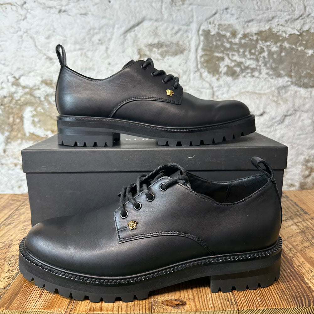 Versace Medusa Insignia Black Leather Boot Sz Sz 10 (43)