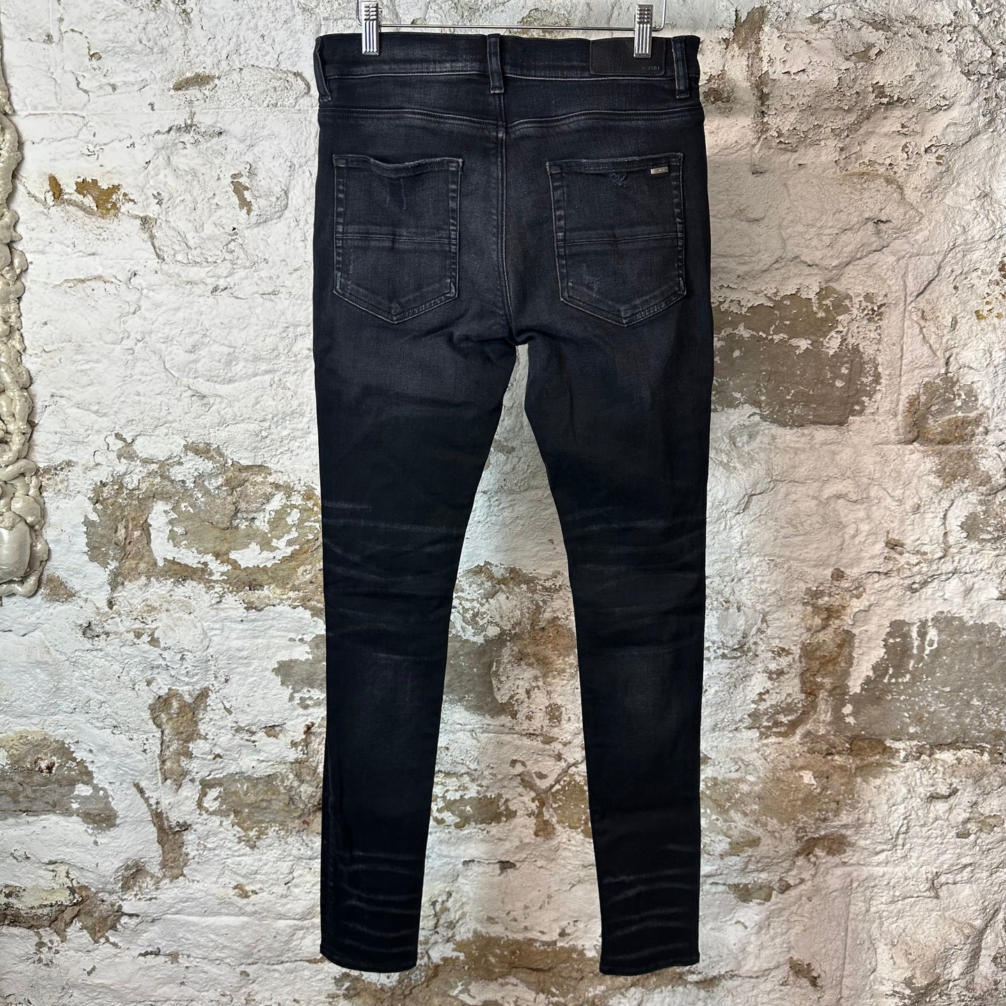 Amiri MX1 Cracked Pink Black Denim Jeans Sz 31